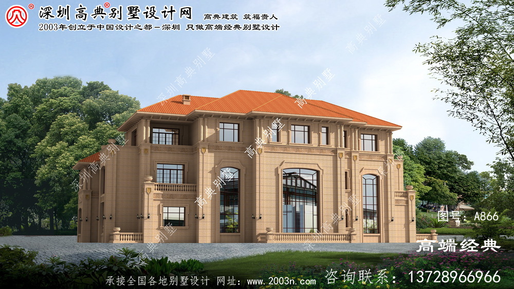 诏安县欧式风格三层石材大别墅设计图纸